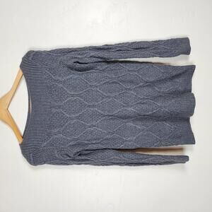 LOFT Sweater Womens Small Gray Chunky Knit Pullover Round Neck Long Sleeve